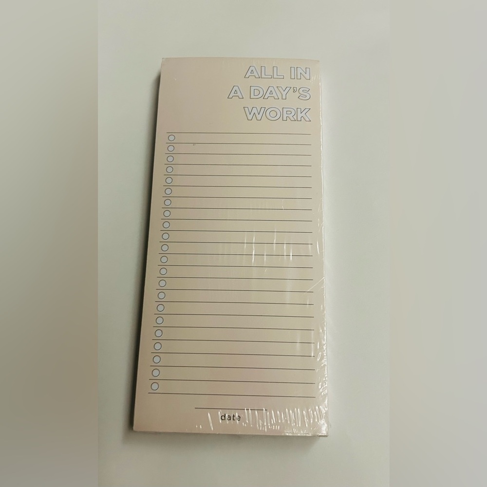 New Pink Lined Notepad "All in a Day's Work" 100 Sheets
